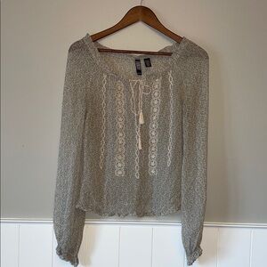 Laundry By Shelli Segal Gray Lace Blouse